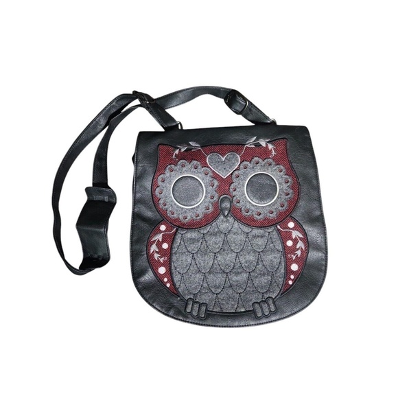 Loungefly Handbags - Women's Loungefly Owl Crossbody Bag Black/Red